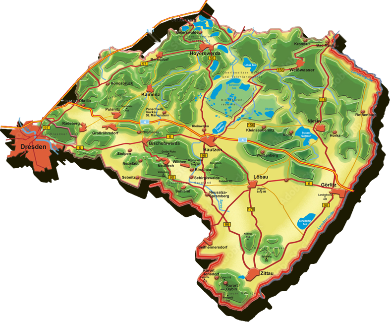 Karte der Region Oberlausitz